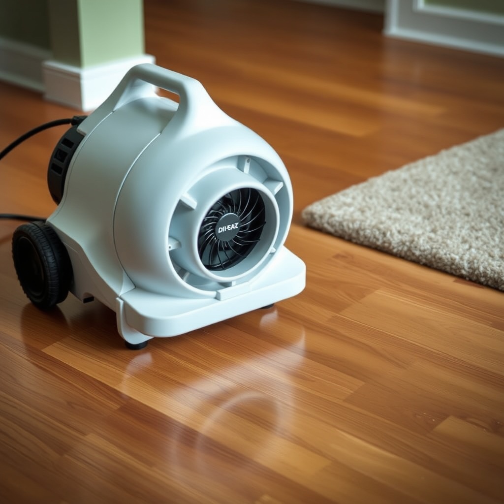 <Clean photorealistic photo of a Dri-Eaz Phantom X2 Centrifugal Air Mover positioned on a