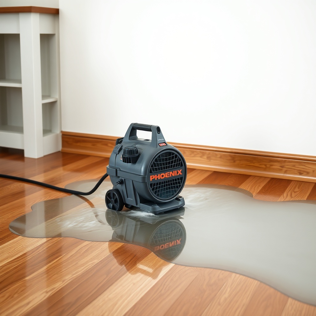 <clean photorealistic photo/illustration showing the Phoenix R200 Max Air Mover positioned